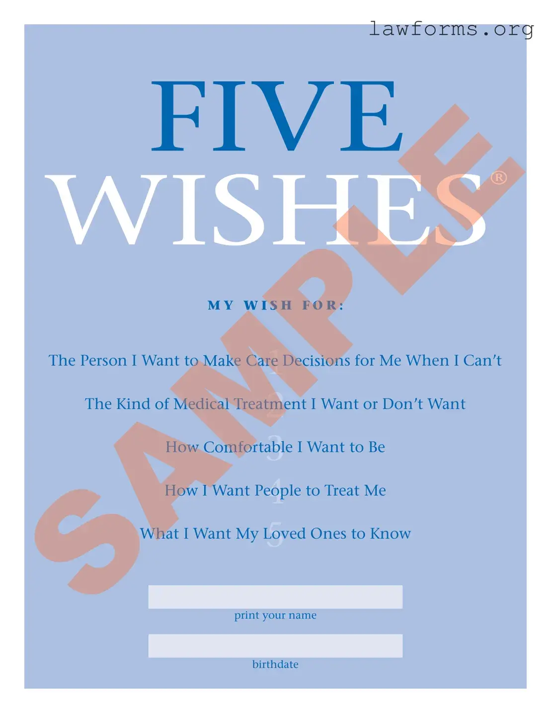 Fill Out a Valid 5 Wishes Document Template