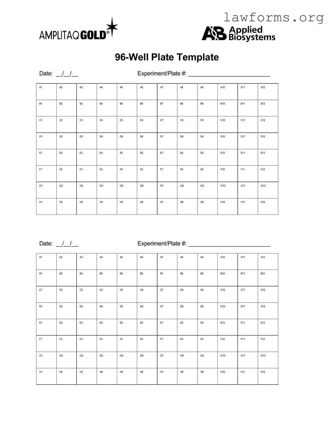 Fill Out a Valid 96 Well Template