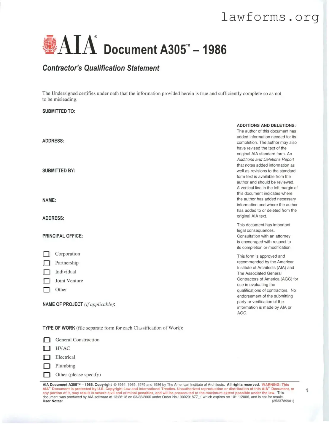 Fill Out a Valid AIA A305 Template