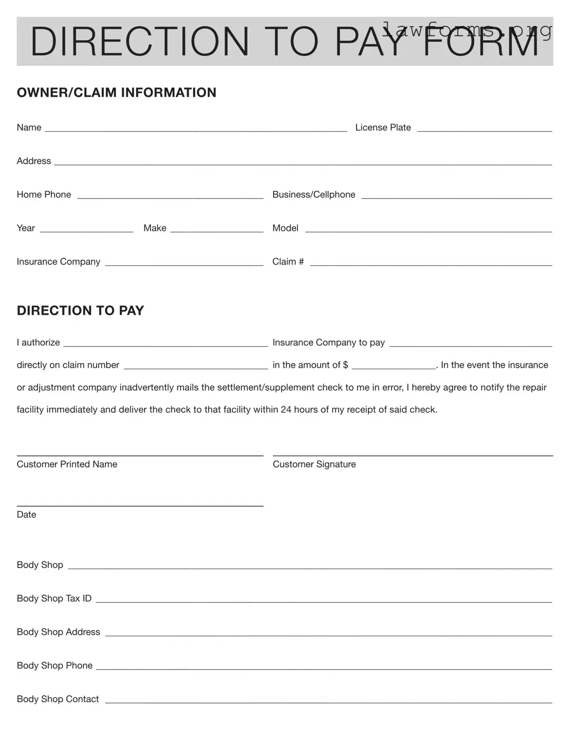 Fill Out a Valid Authorization And Direction Pay Template