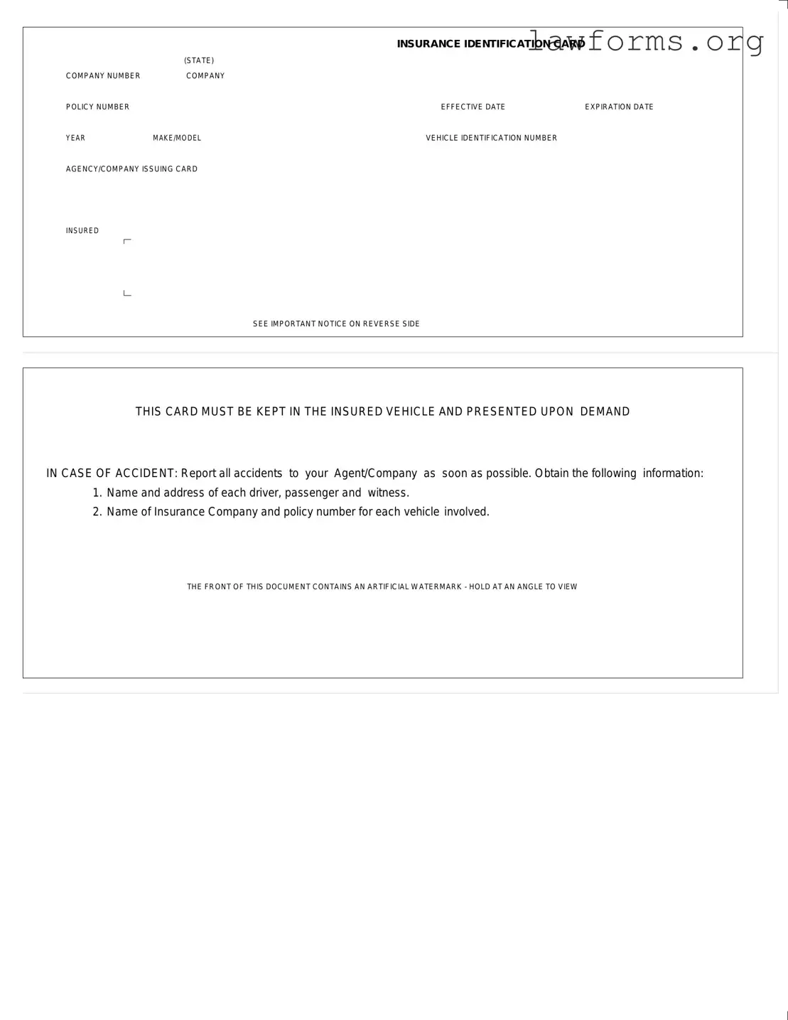 Fill Out a Valid Auto Insurance Card Template
