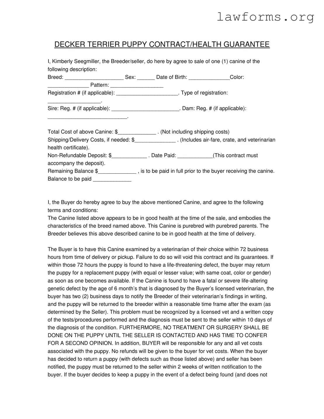 Fill Out a Valid Health Guarantee Template