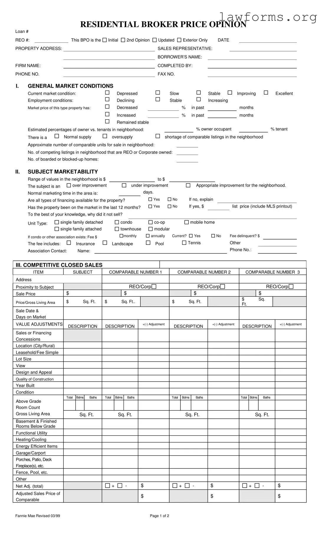 Fill Out a Valid Broker Price Opinion Template