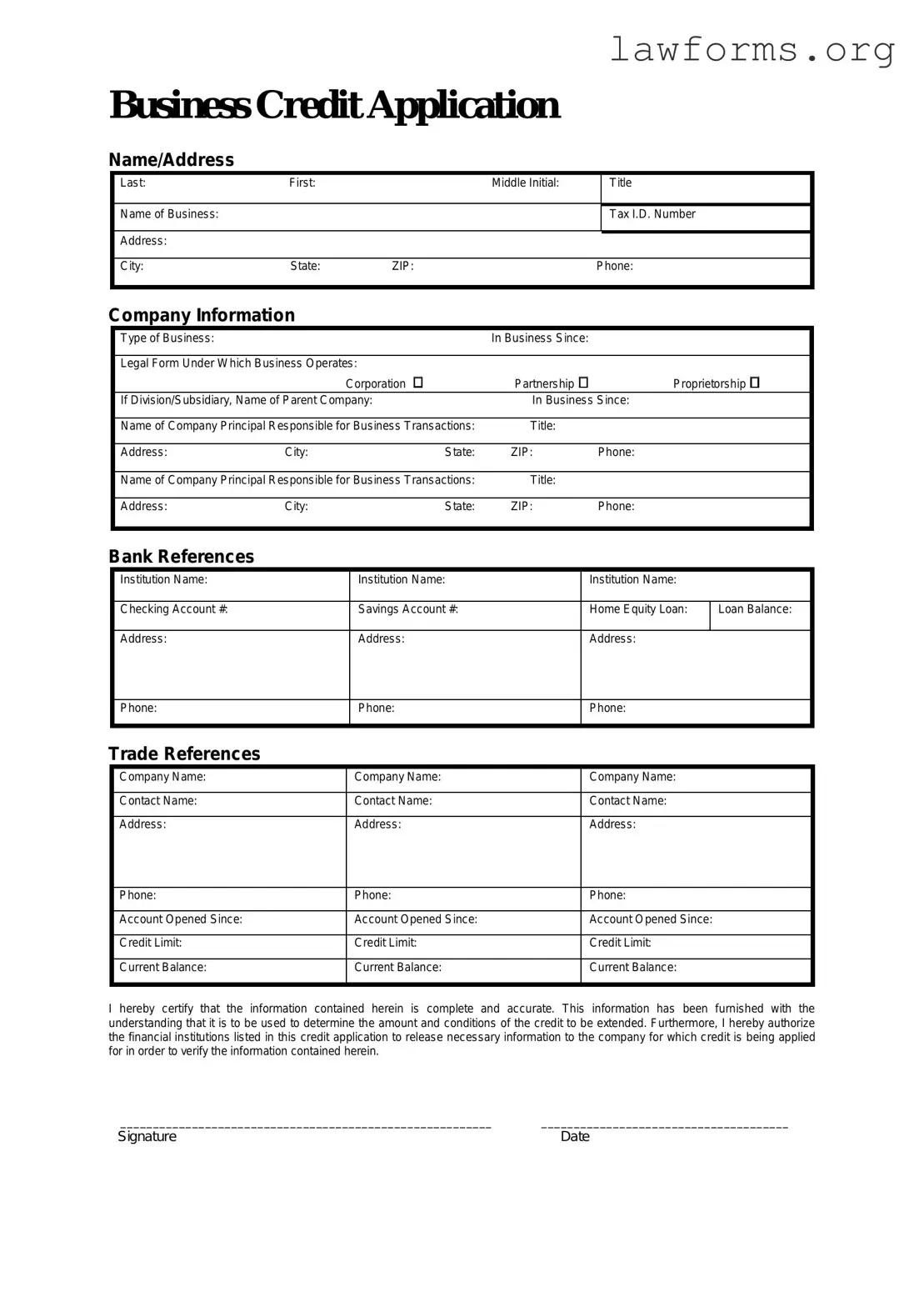 Fill Out a Valid Business Credit Application Template