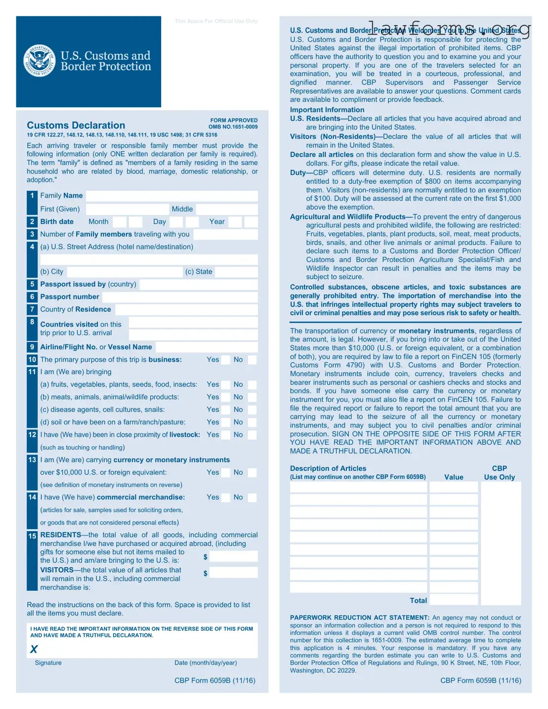 Fill Out a Valid CBP 6059B Template