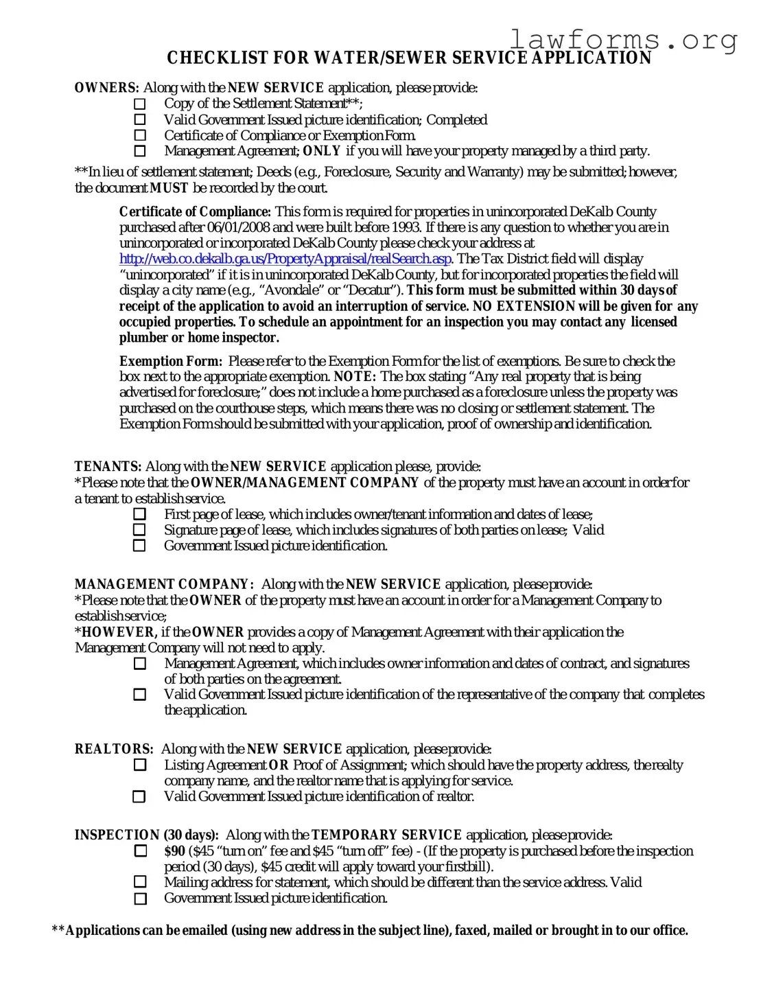 Fill Out a Valid Dekalb County Water Application Template