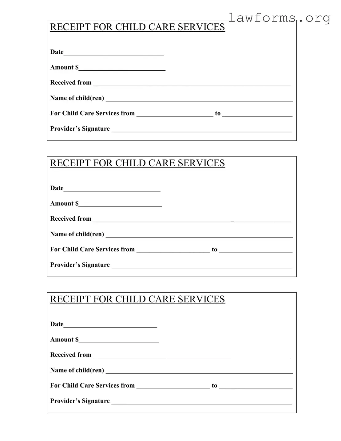 Fill Out a Valid Childcare Receipt Template