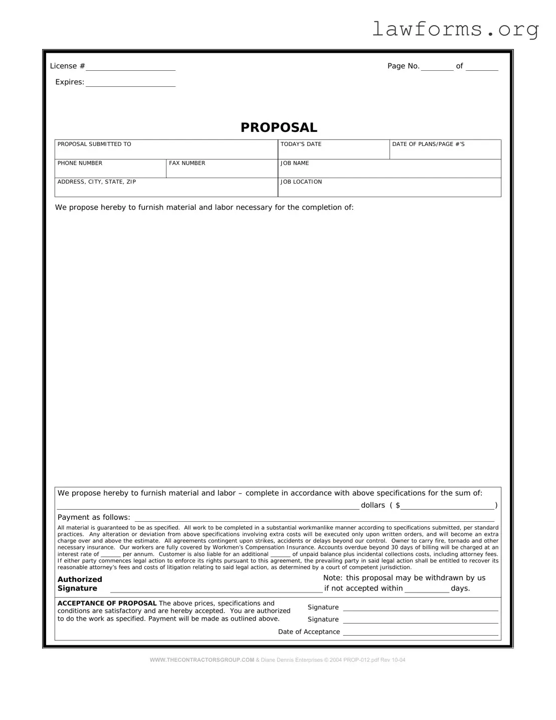 Fill Out a Valid Construction proposal form Template