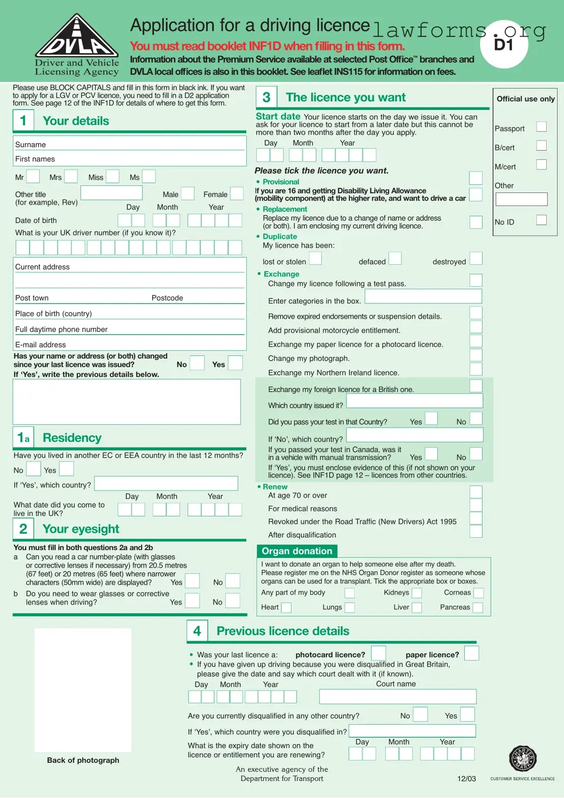 Fill Out a Valid D1 Dvla Template
