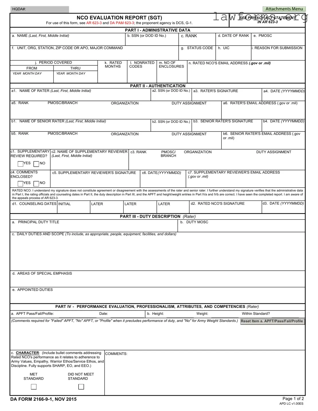 Fill Out a Valid Da 2166 9 1 Template