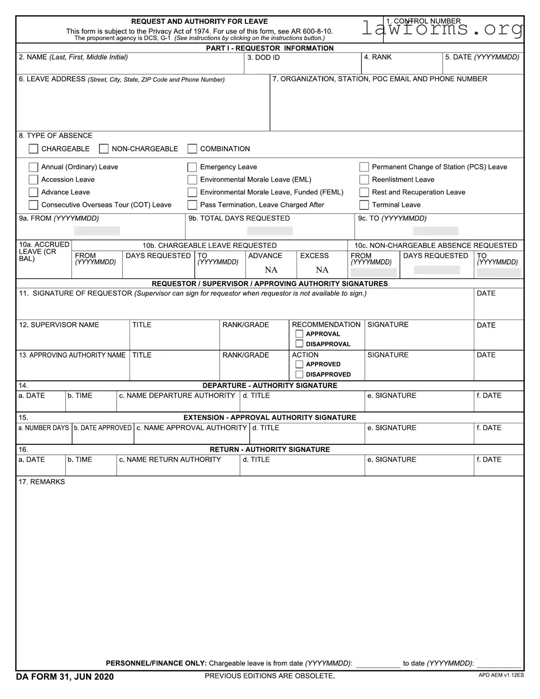 Fill Out a Valid Da 31 Template