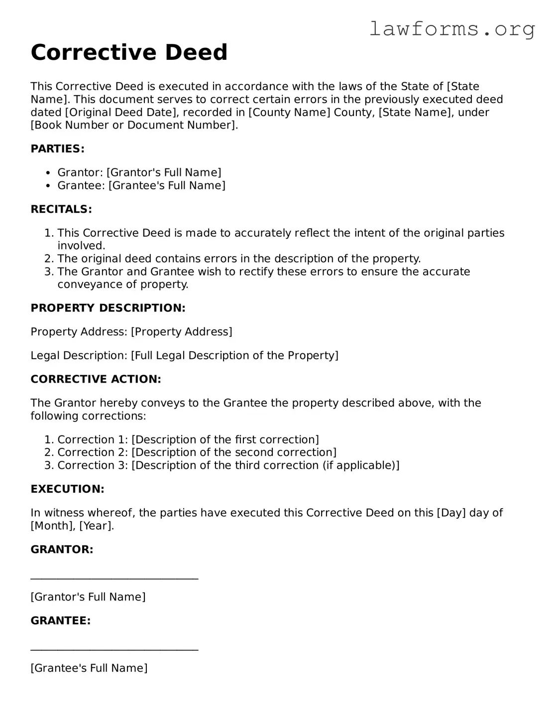 Valid Corrective Deed Form