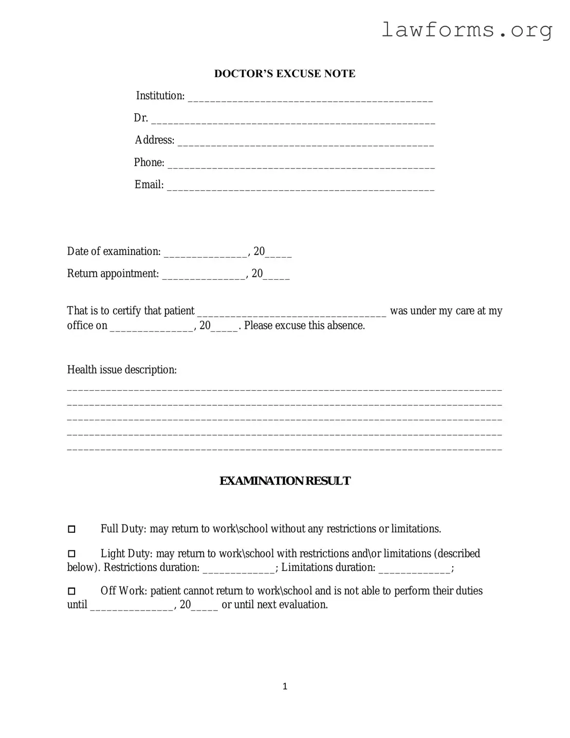 Fill Out a Valid Doctors Excuse Note Template