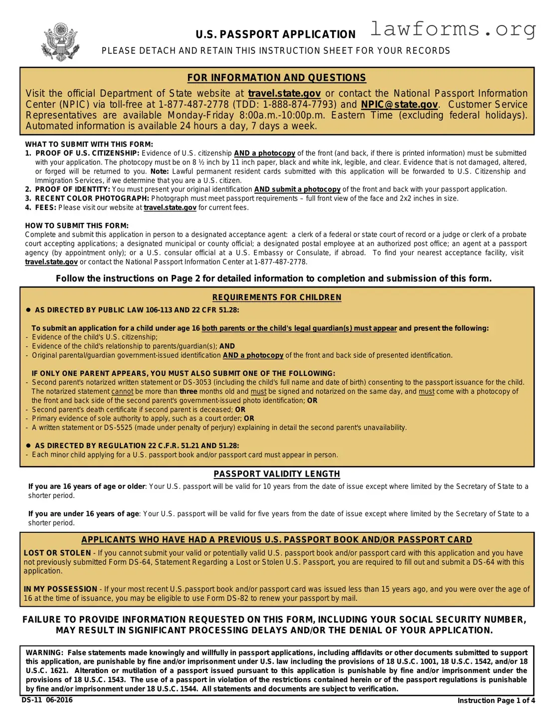 Fill Out a Valid DS-11 U.S. Passport application Template