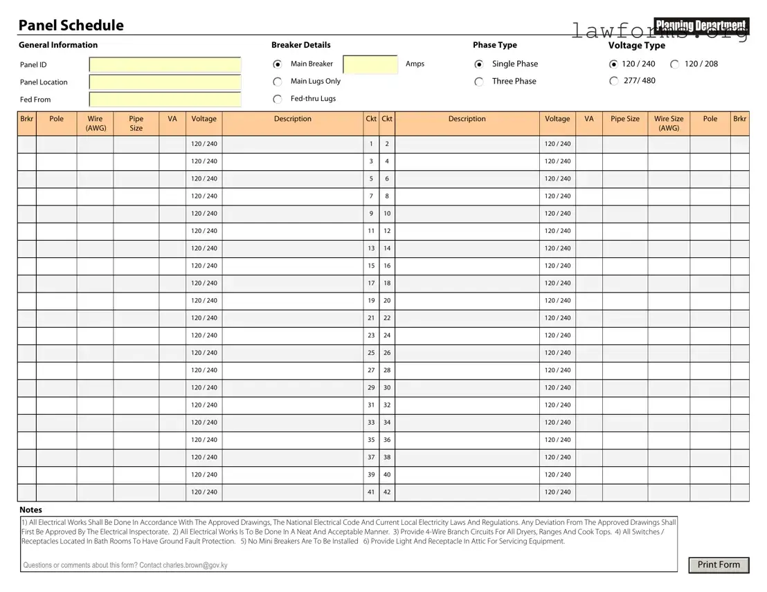 Fill Out a Valid Electrical Panel Schedule Template