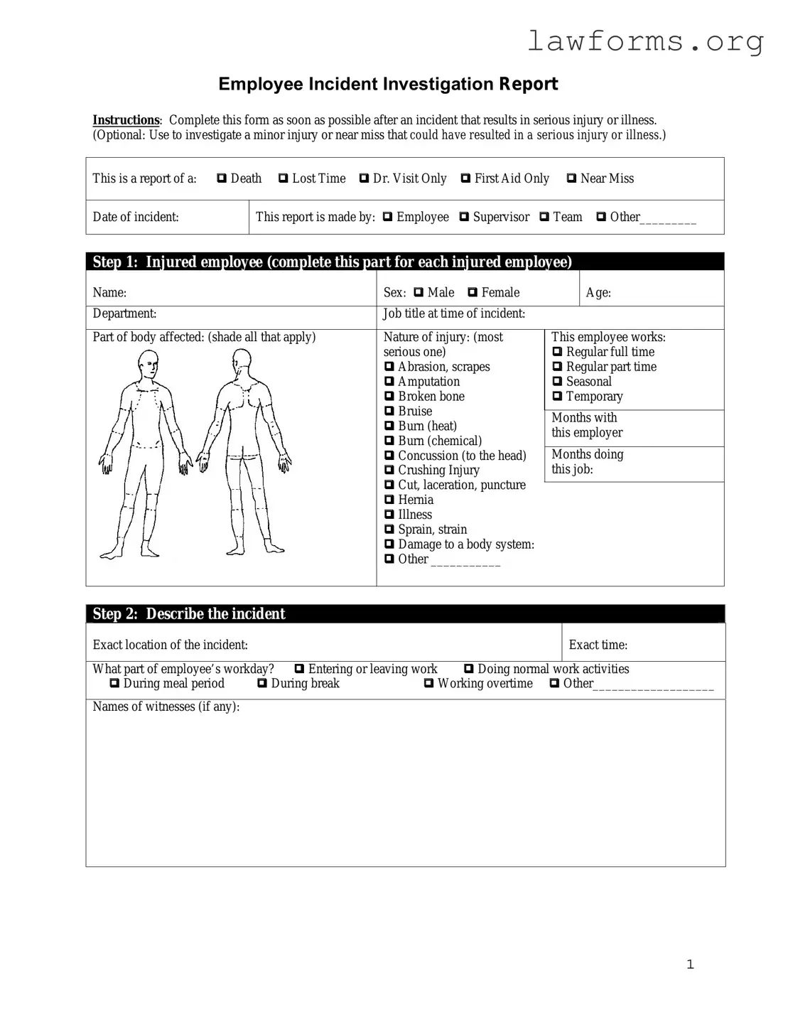 Fill Out a Valid Employee Accident Report Template