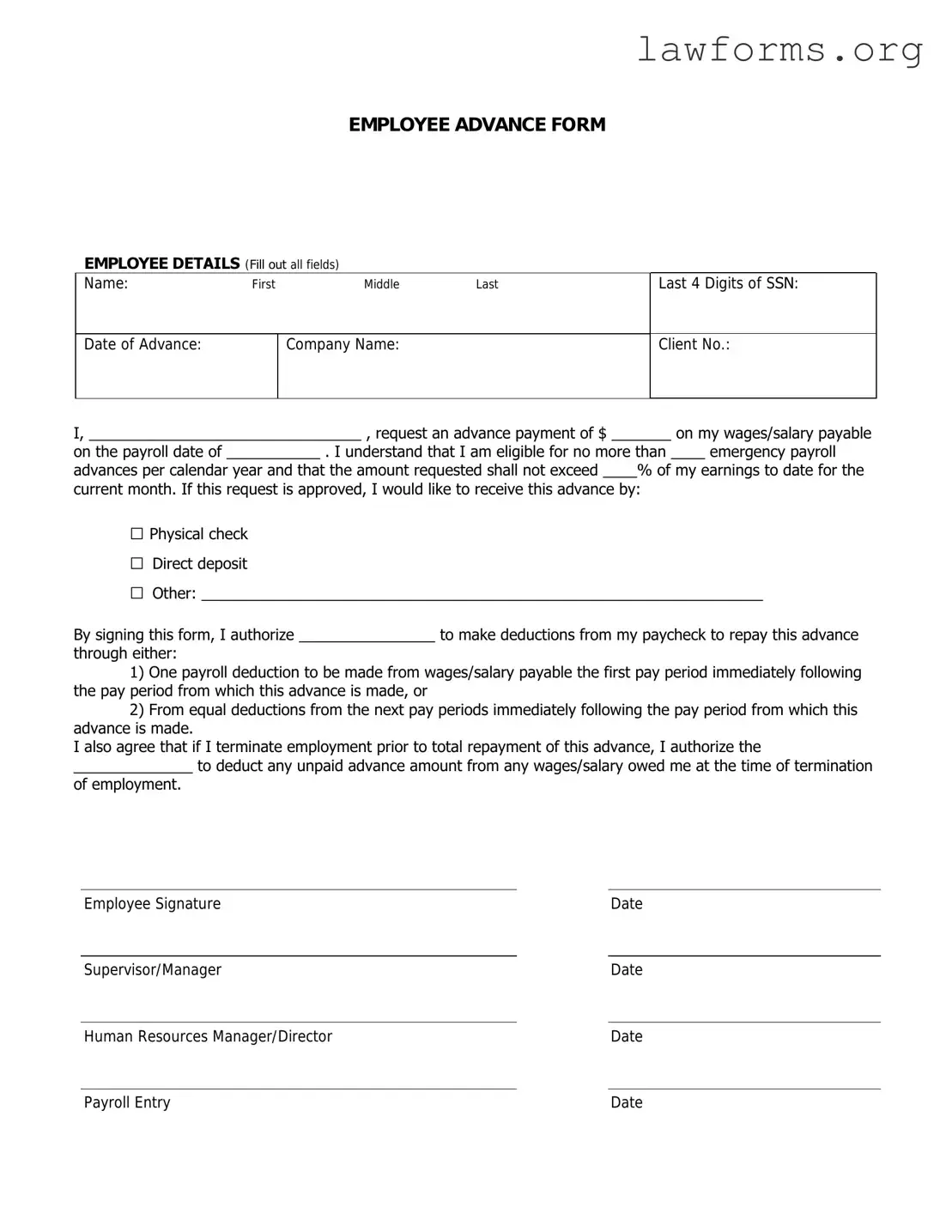 Fill Out a Valid Employee Advance Template