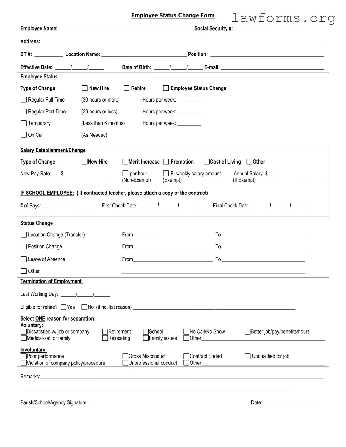 Fill Out a Valid Employee Status Change Template