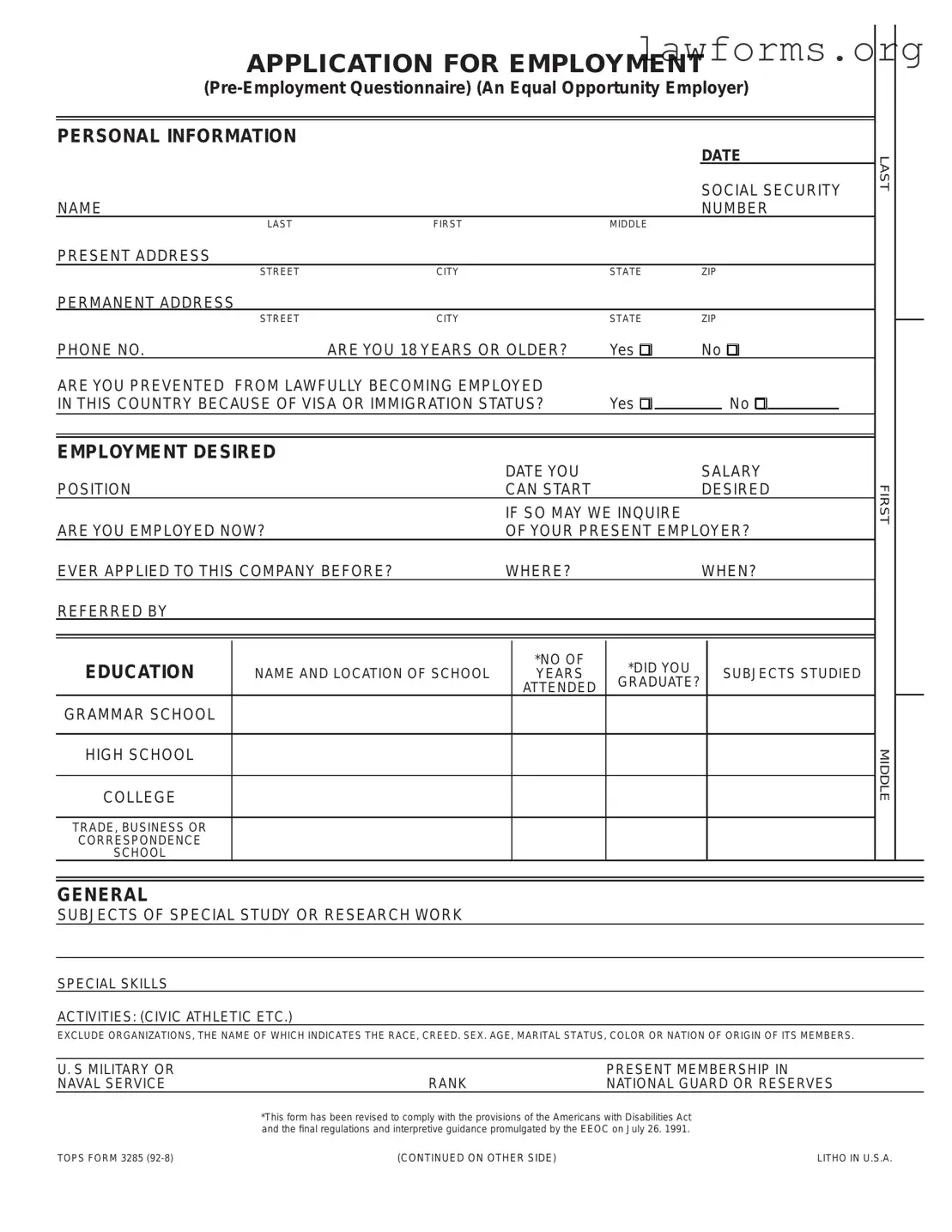 Fill Out a Valid Employment Application Pdf Template