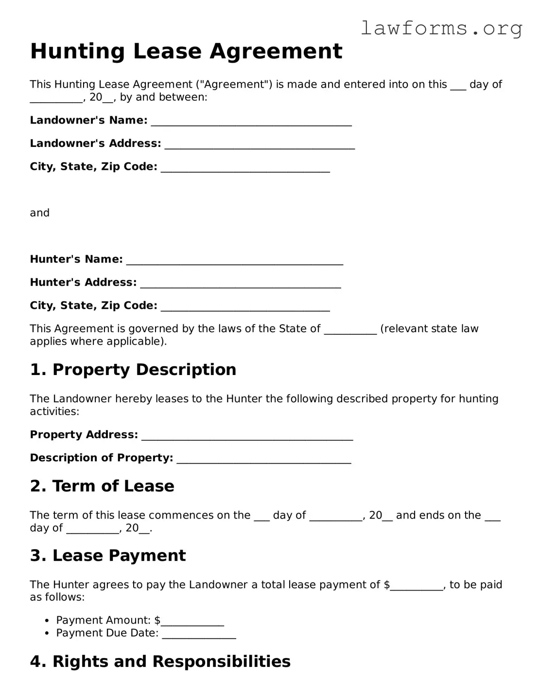Valid Hunting Lease Agreement Form