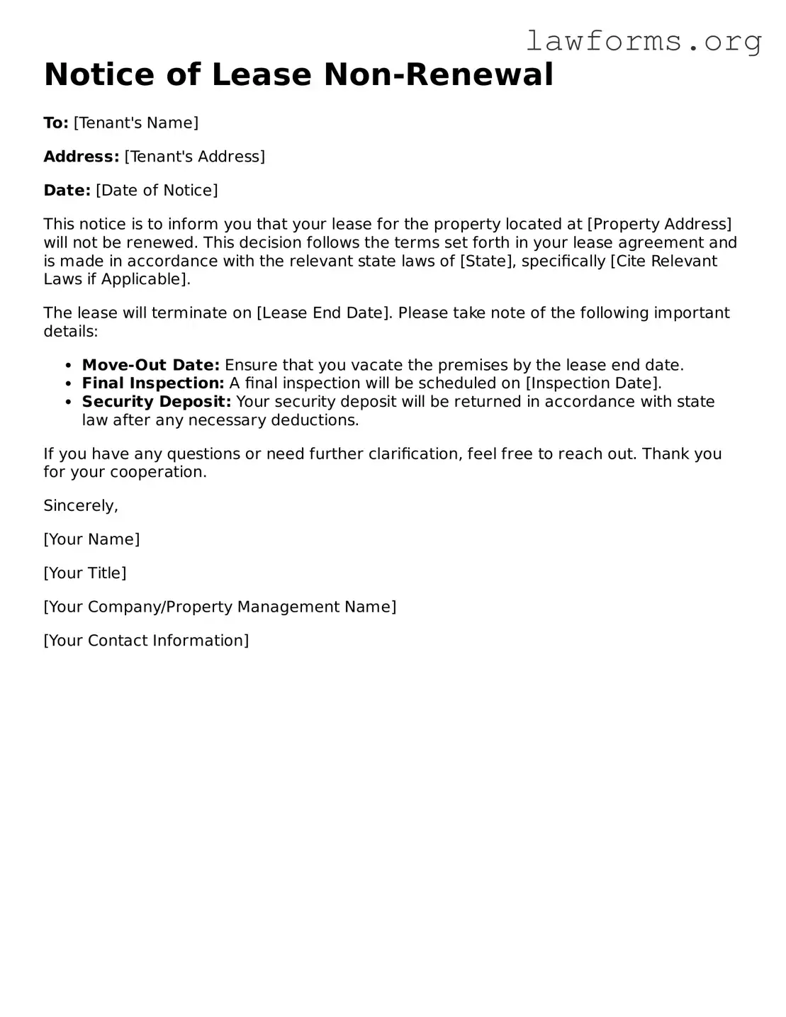 Valid Notice of Lease Non-Renewal Form
