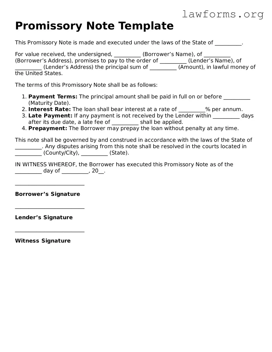 Valid Promissory Note Form