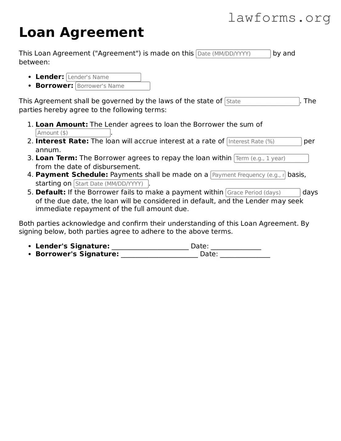 Valid Loan Agreement Form