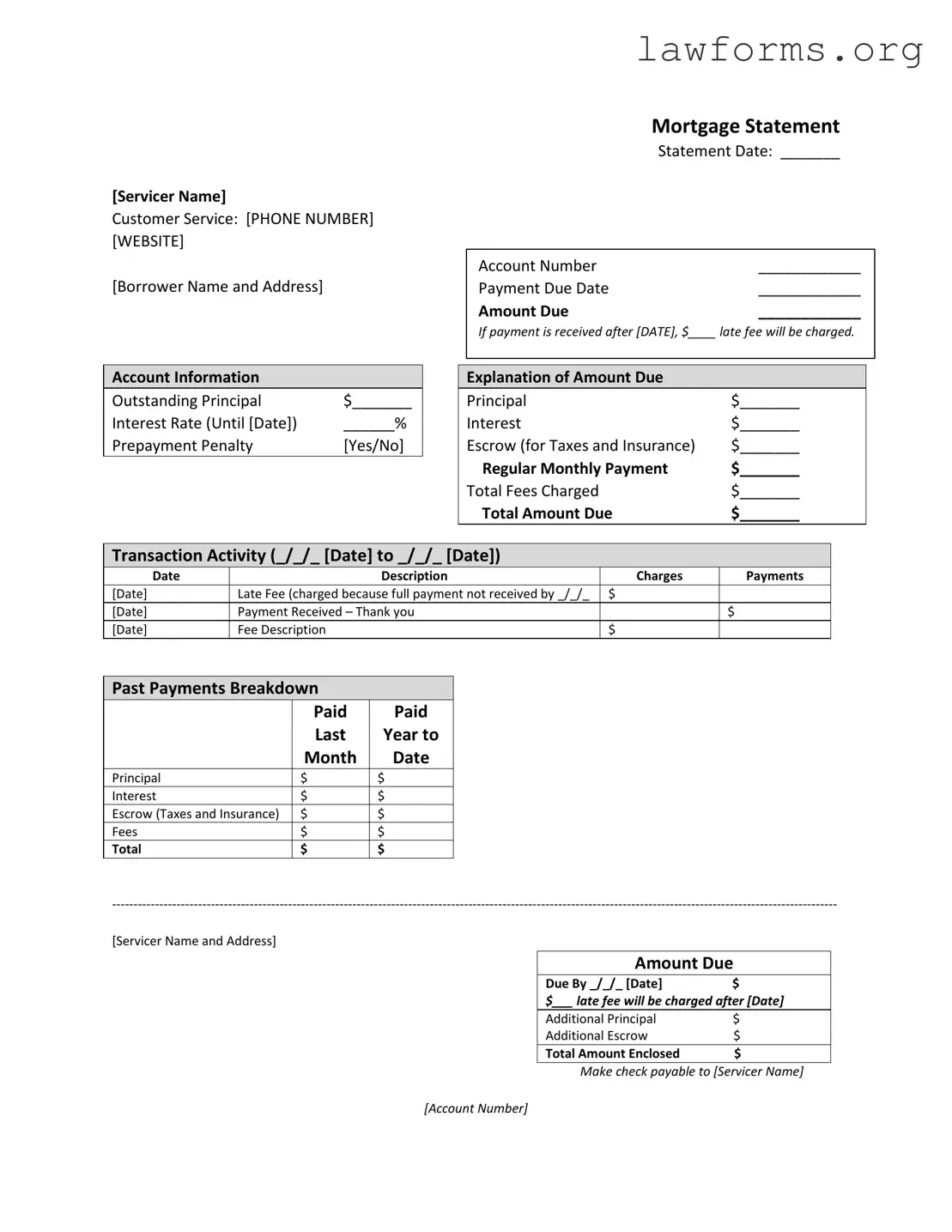 Fill Out a Valid Mortgage Statement Template