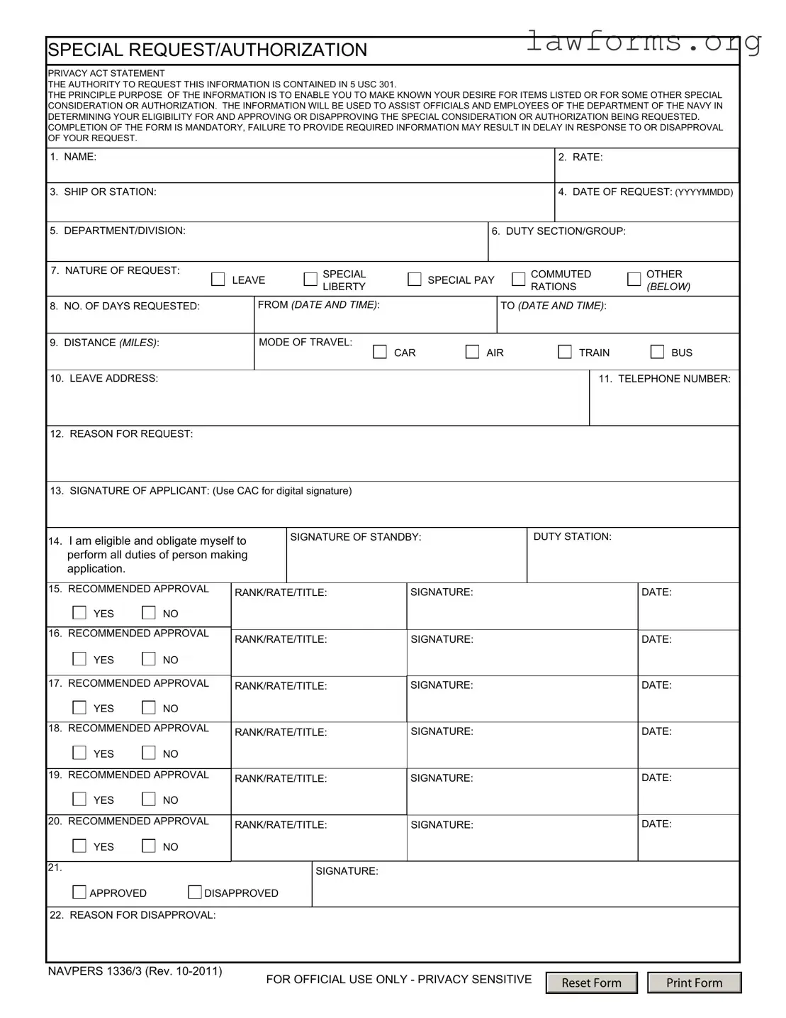 Fill Out a Valid Navpers 1336 3 Template