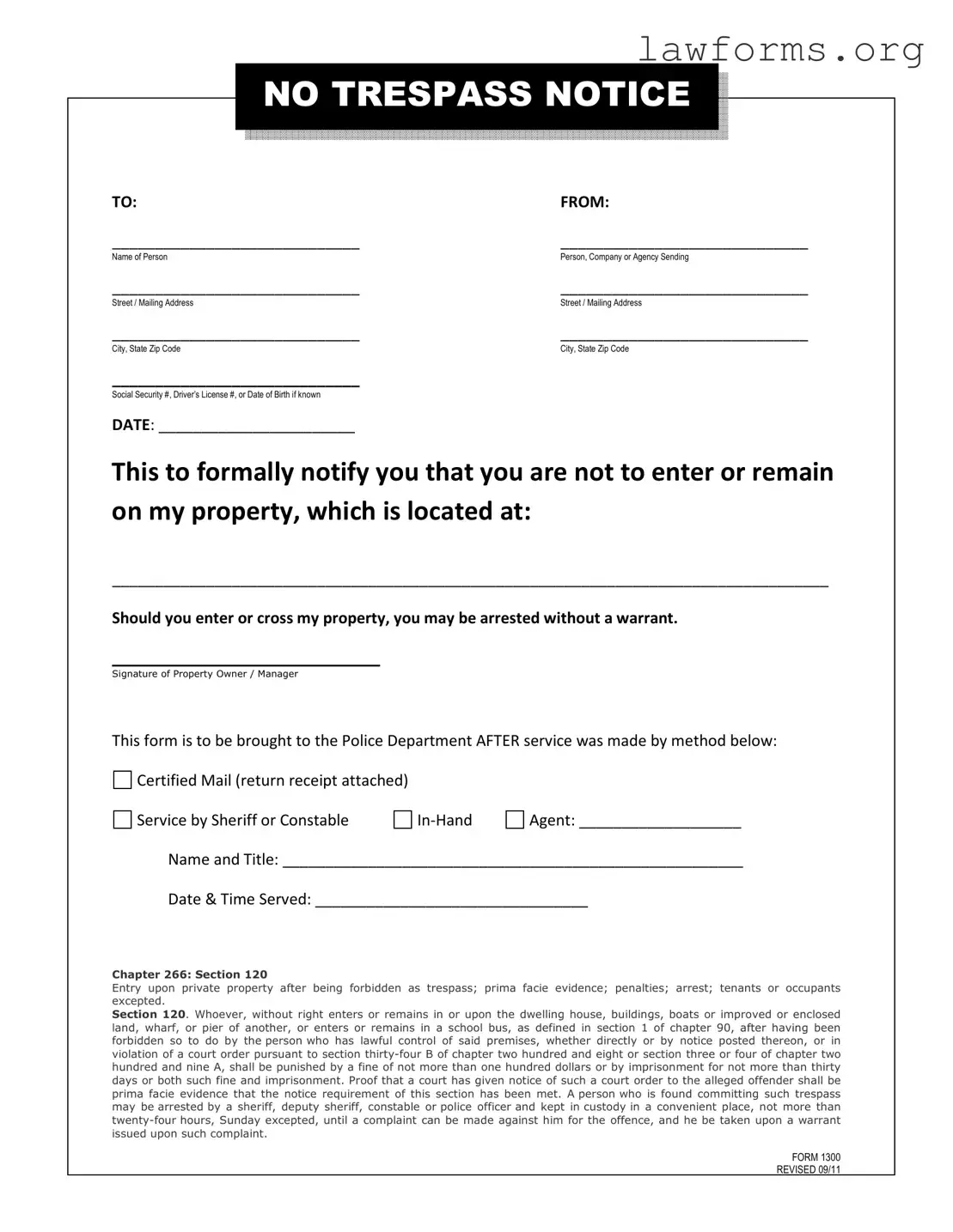 Fill Out a Valid No Trespassing Letter Template
