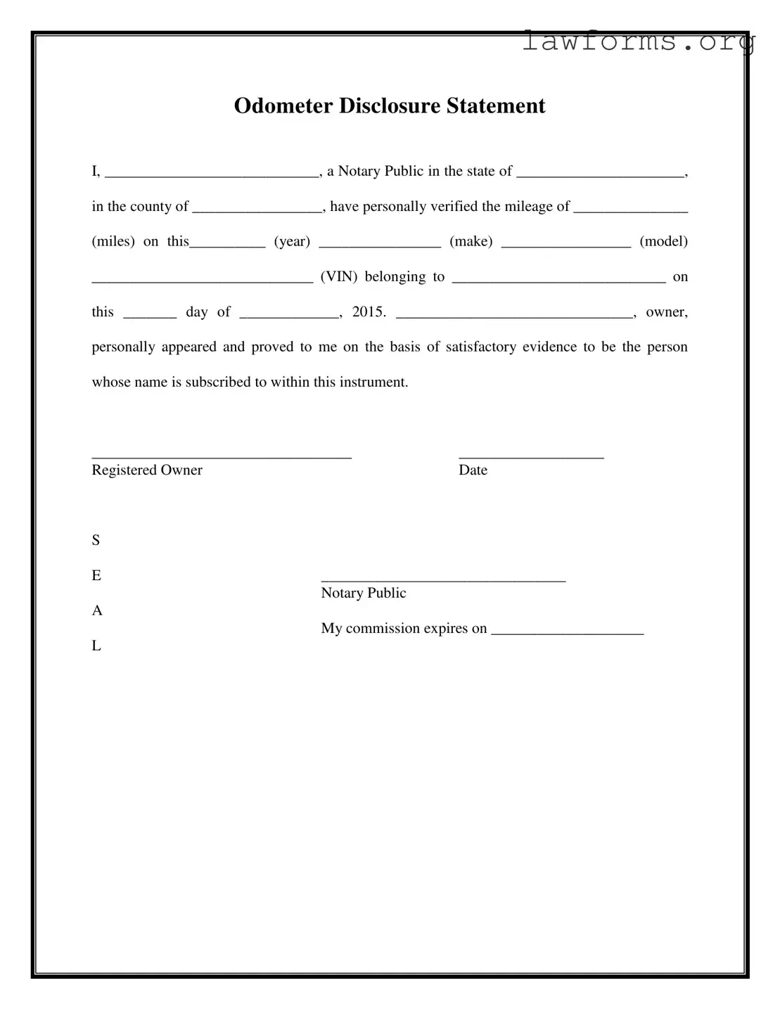 Fill Out a Valid Notarized Odometer Statement Template
