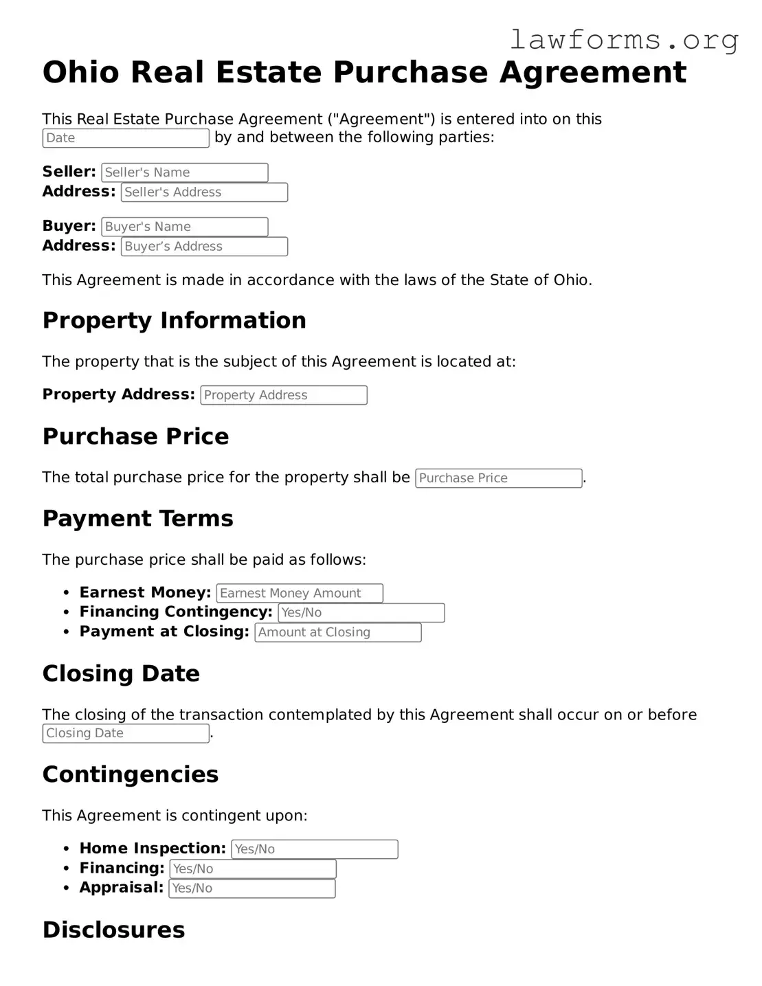 Attorney-Approved Real Estate Purchase Agreement Template for the State of Ohio
