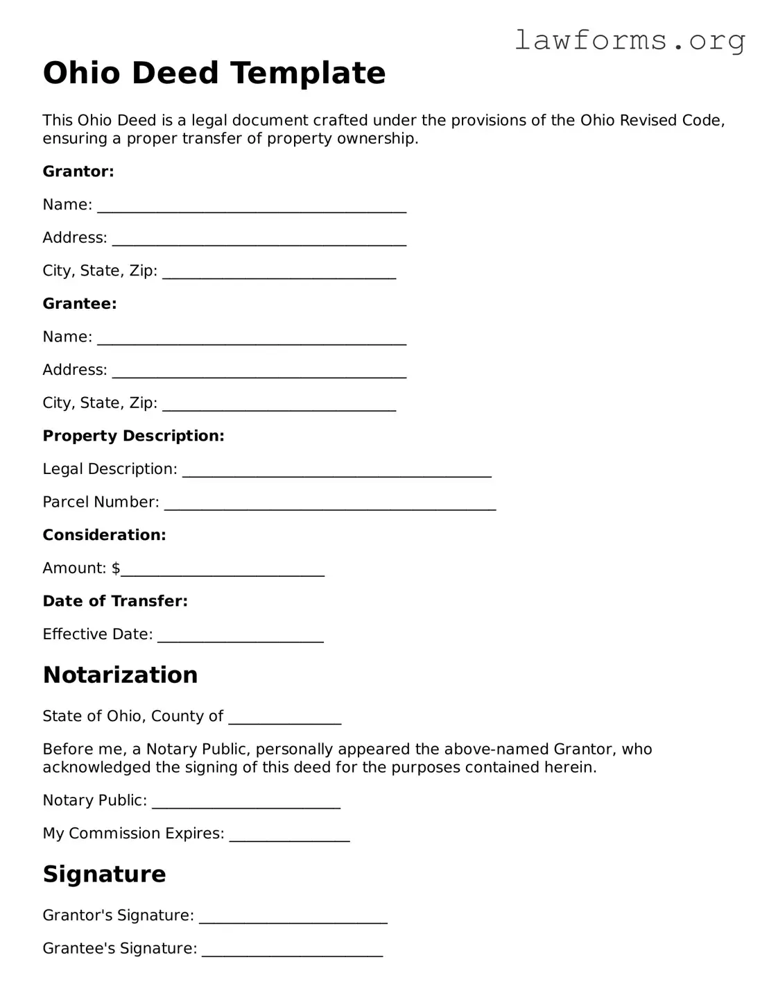 Attorney-Approved Deed Template for the State of Ohio