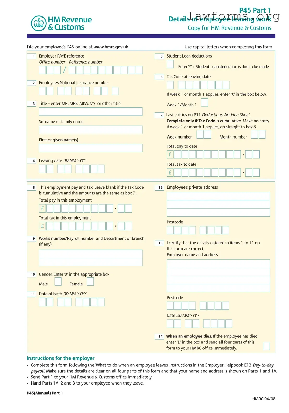 Fill Out a Valid P 45 It Template