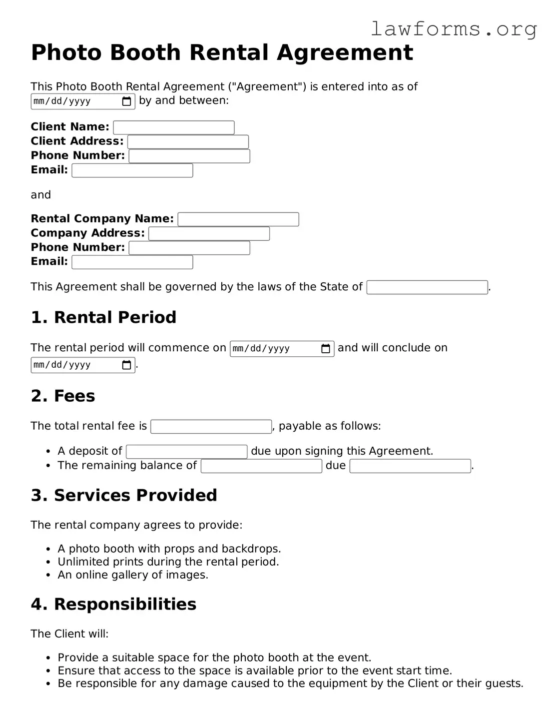 Valid Photo Booth Rental Agreement Form