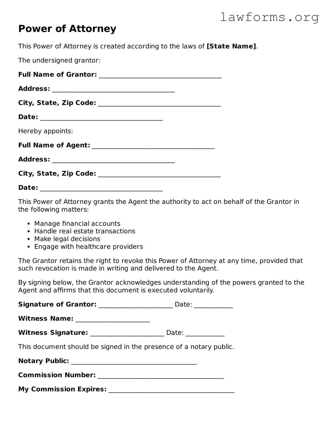 Valid Power of Attorney Form