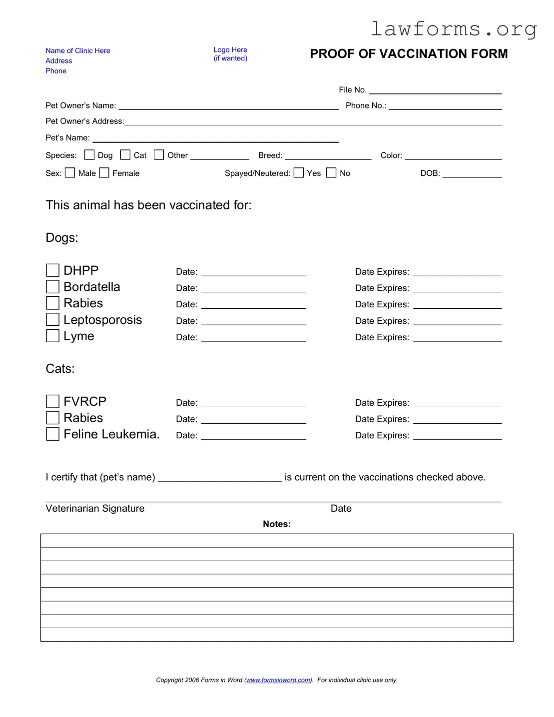 Fill Out a Valid Proof Of Vaccination Dog Template