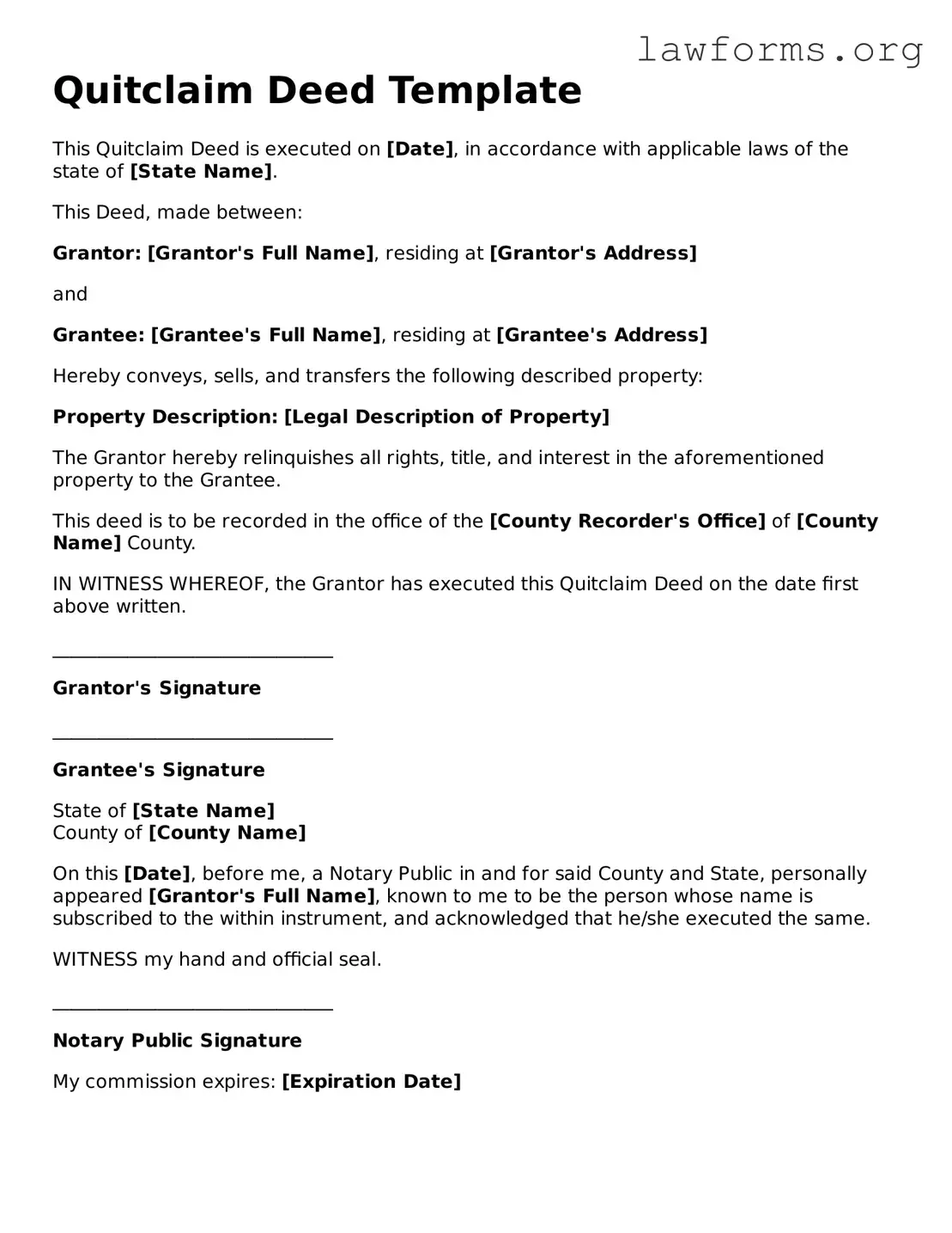 Valid Quitclaim Deed Form