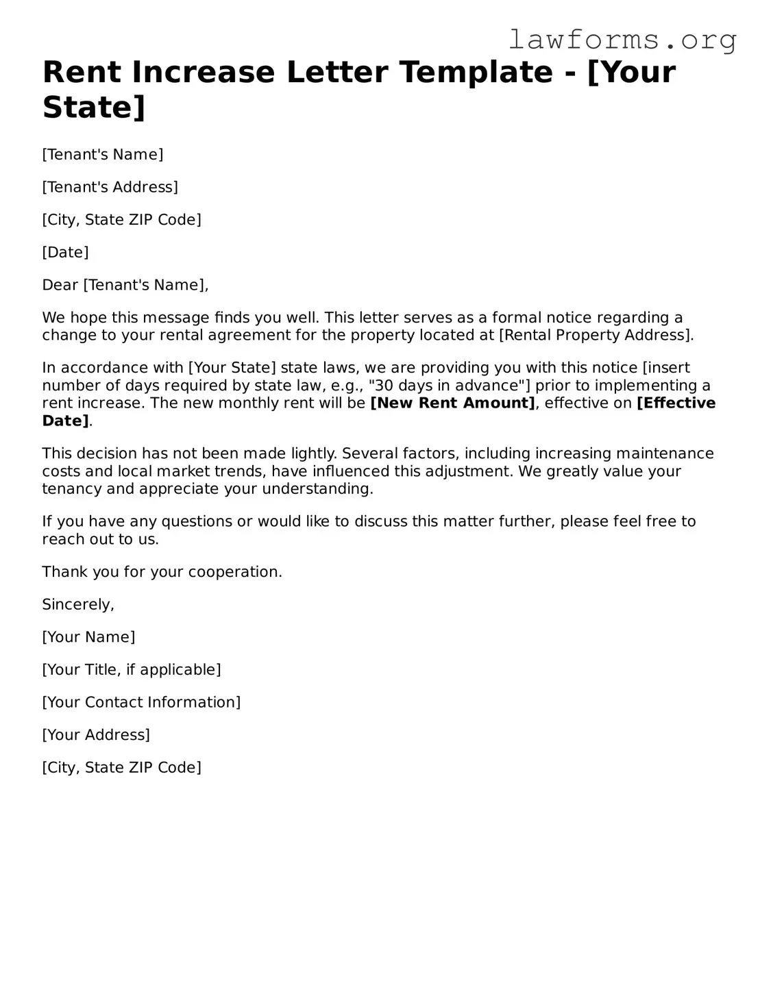 Valid Rent Increase Letter Form