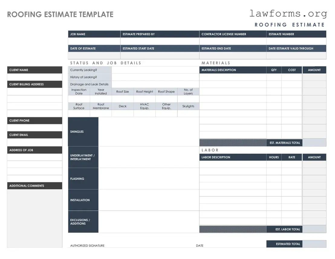 Fill Out a Valid Roofing Estimate Template
