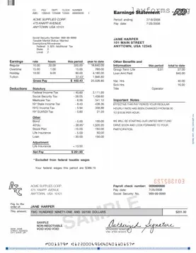 Fill Out a Valid Adp Pay Stub Template
