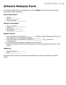 Valid Artwork Release Form