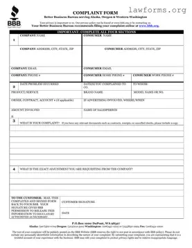 Fill Out a Valid Bbb Complaint Template