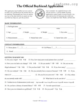 Fill Out a Valid Boyfriend application form Template