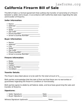 Attorney-Approved Firearm Bill of Sale Template for the State of California