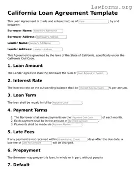 Attorney-Approved Loan Agreement Template for the State of California