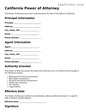 Attorney-Approved Power of Attorney Template for the State of California