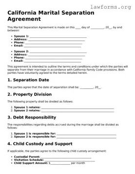 Attorney-Approved Marital Separation Agreement Template for the State of California