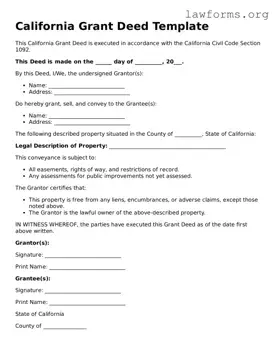 Attorney-Approved Deed Template for the State of California