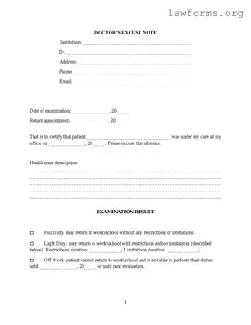 Fill Out a Valid Doctors Excuse Note Template